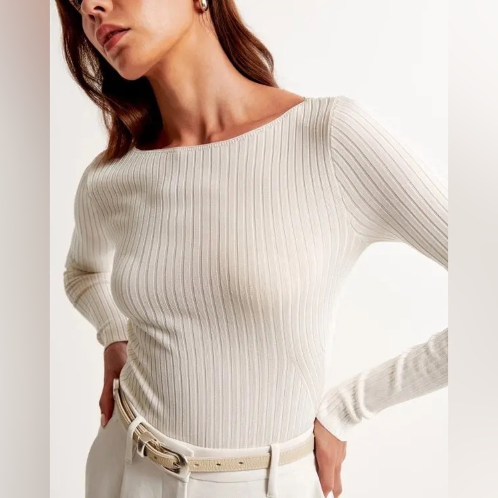 NWT Abercrombie & Fitch Glossy Slash Sweater Top